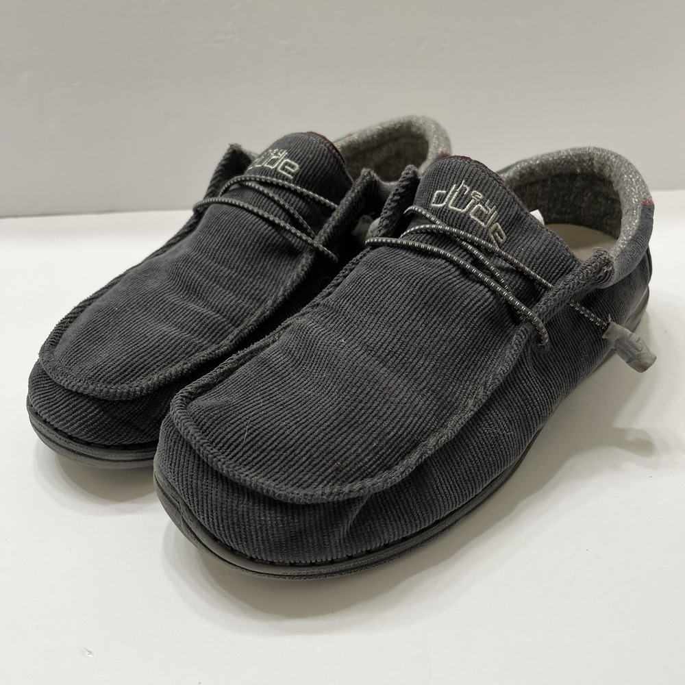 Hey Dudes Wally Slip-On Shoes Shadow Gray Corduroy Men's 9 Lightweight Comfort